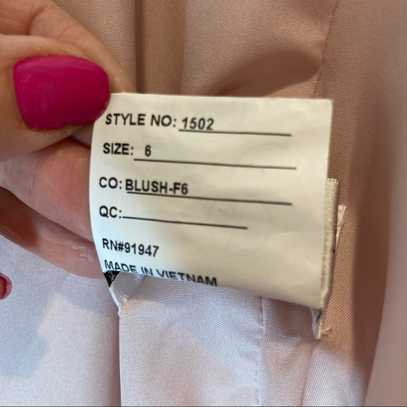 After Six blush pink high neck keyhole bridesmaid dress style 1502 size 6 - Picture 7 of 10